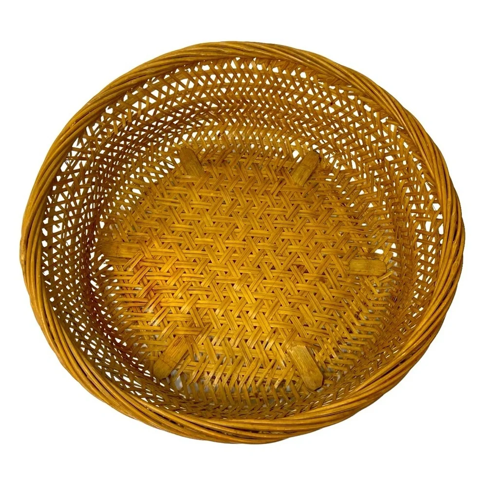 Large Wicker | Rattan | Round Brown Basket | Home Decor 13”
